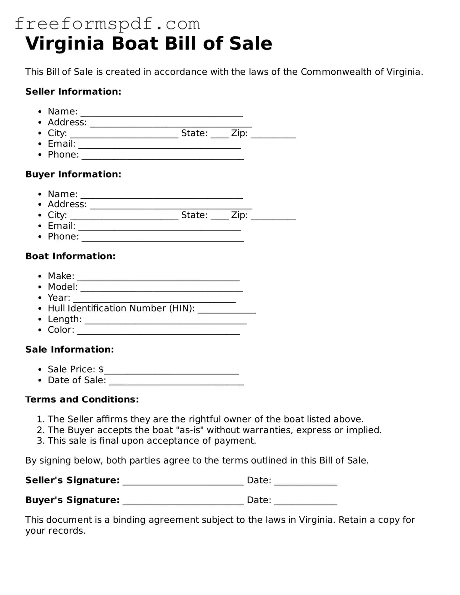 Attorney-Verified Boat Bill of Sale Document for Virginia State