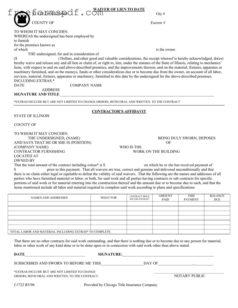 Fill in a Valid Chicago Title Waiver Format Template