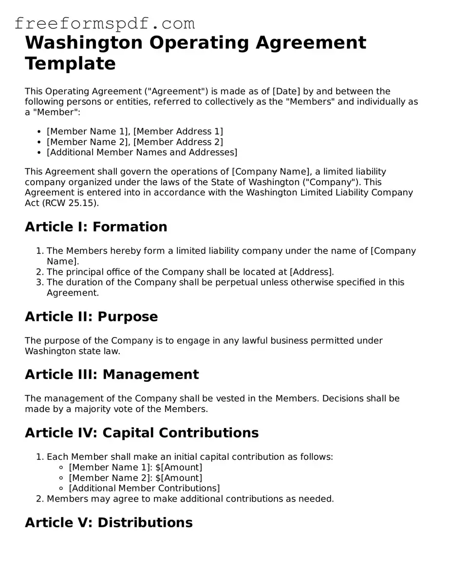 Attorney-Verified Operating Agreement Document for Washington State