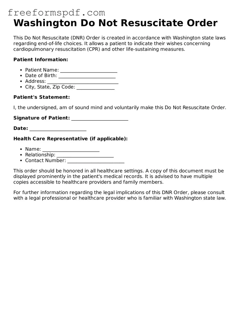 Attorney-Verified Do Not Resuscitate Order Document for Washington State