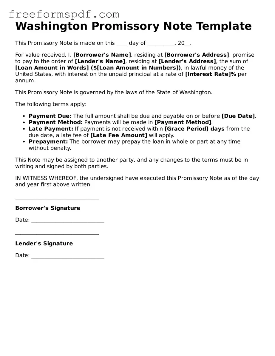 Attorney-Verified Promissory Note Document for Washington State