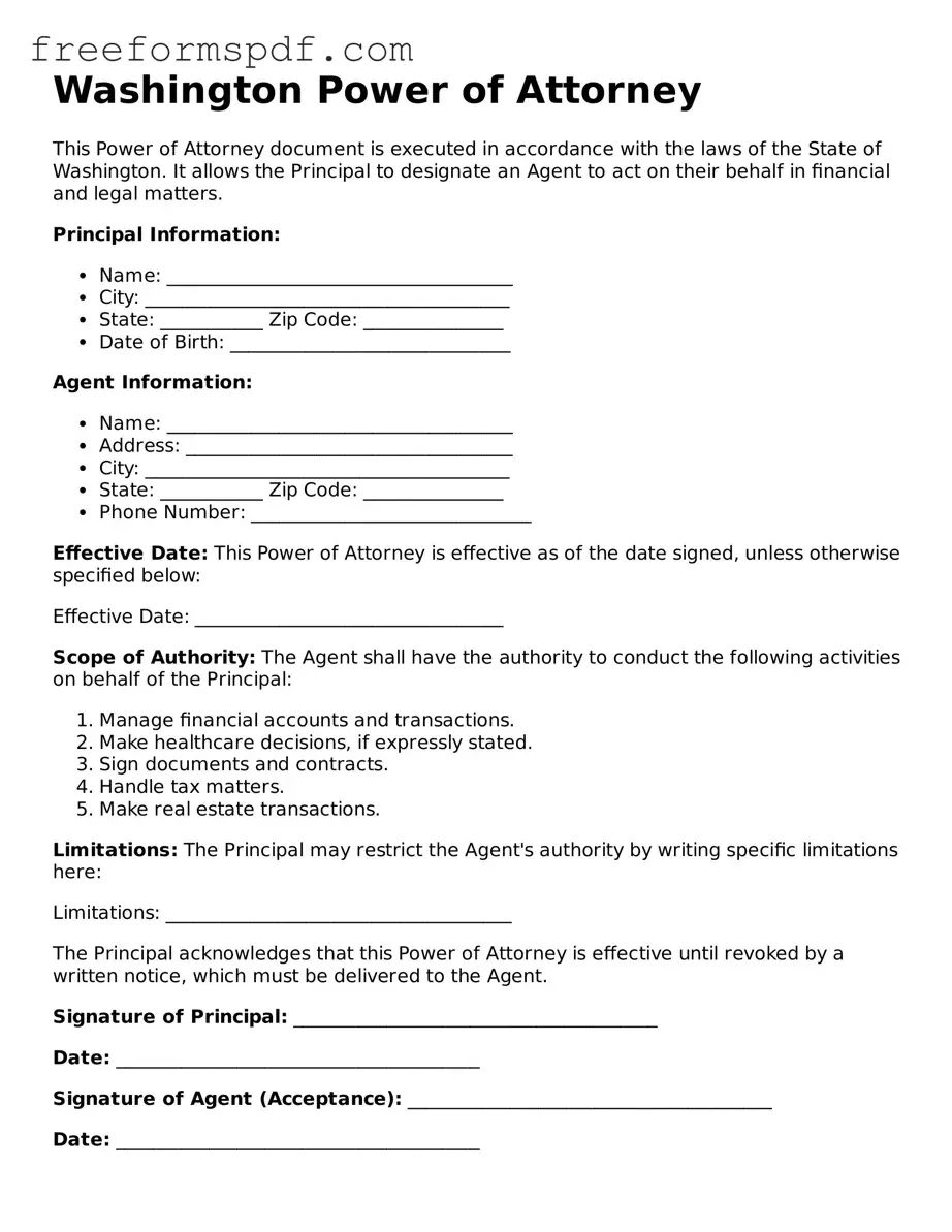 Attorney-Verified Power of Attorney Document for Washington State