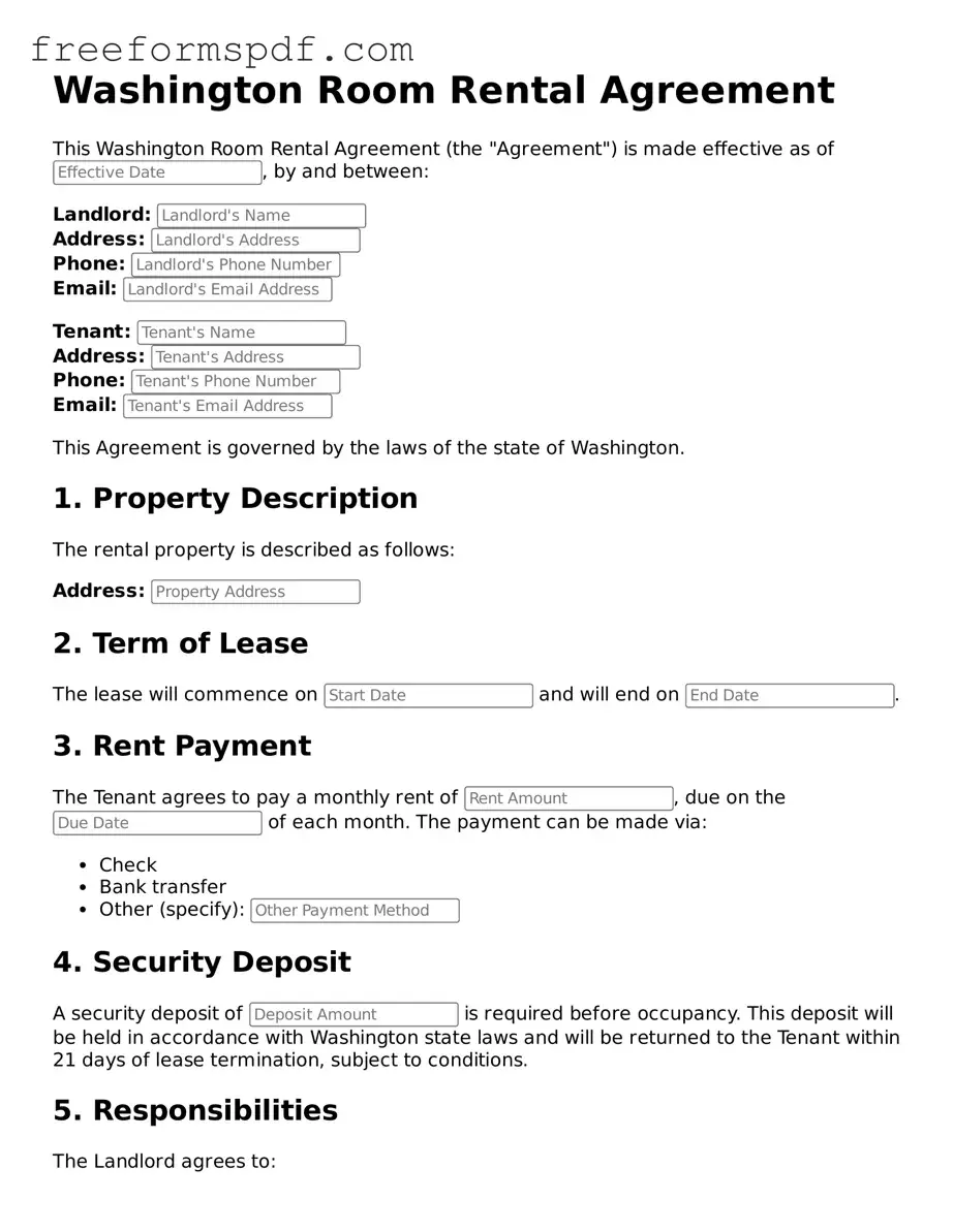 Attorney-Verified Room Rental Agreement Document for Washington State