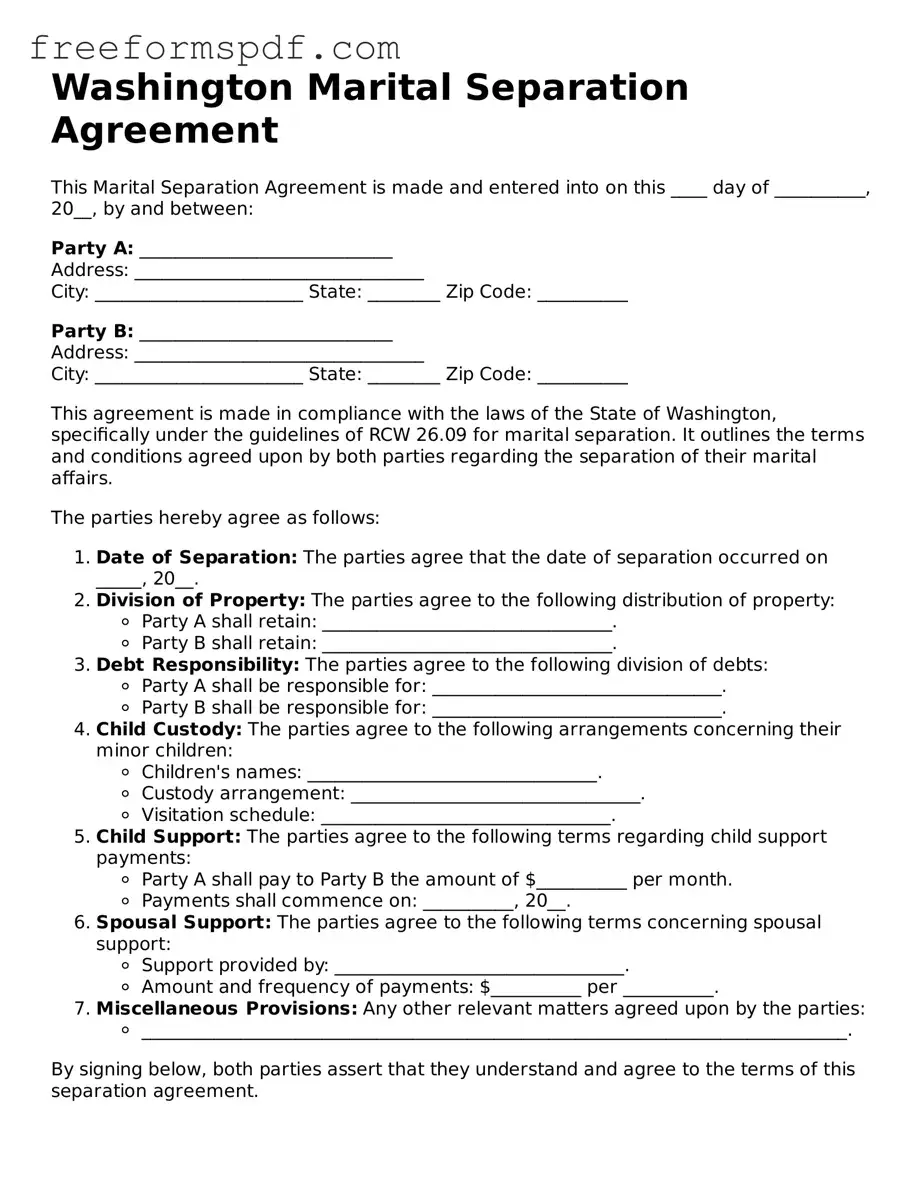 Attorney-Verified Marital Separation Agreement Document for Washington State