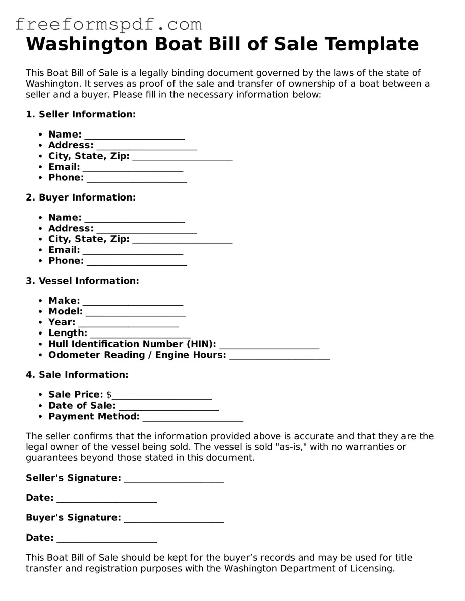 Attorney-Verified Boat Bill of Sale Document for Washington State