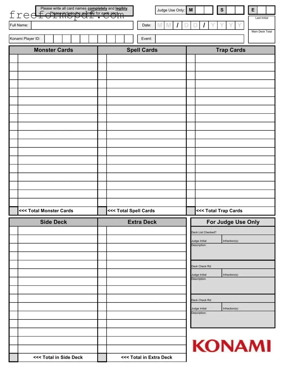Fill in a Valid Konami Decklist Template